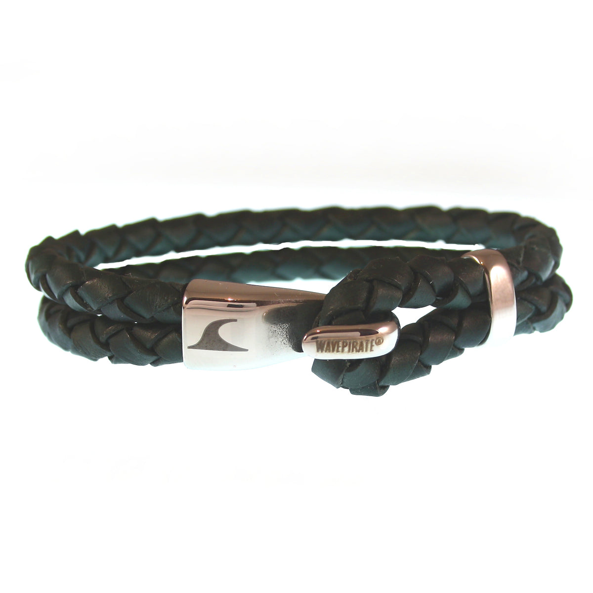 Leder-Armband-Herren-Peak-gruen-geflochten-Edelstahlverschluss-vorn-wavepirate-shop-f