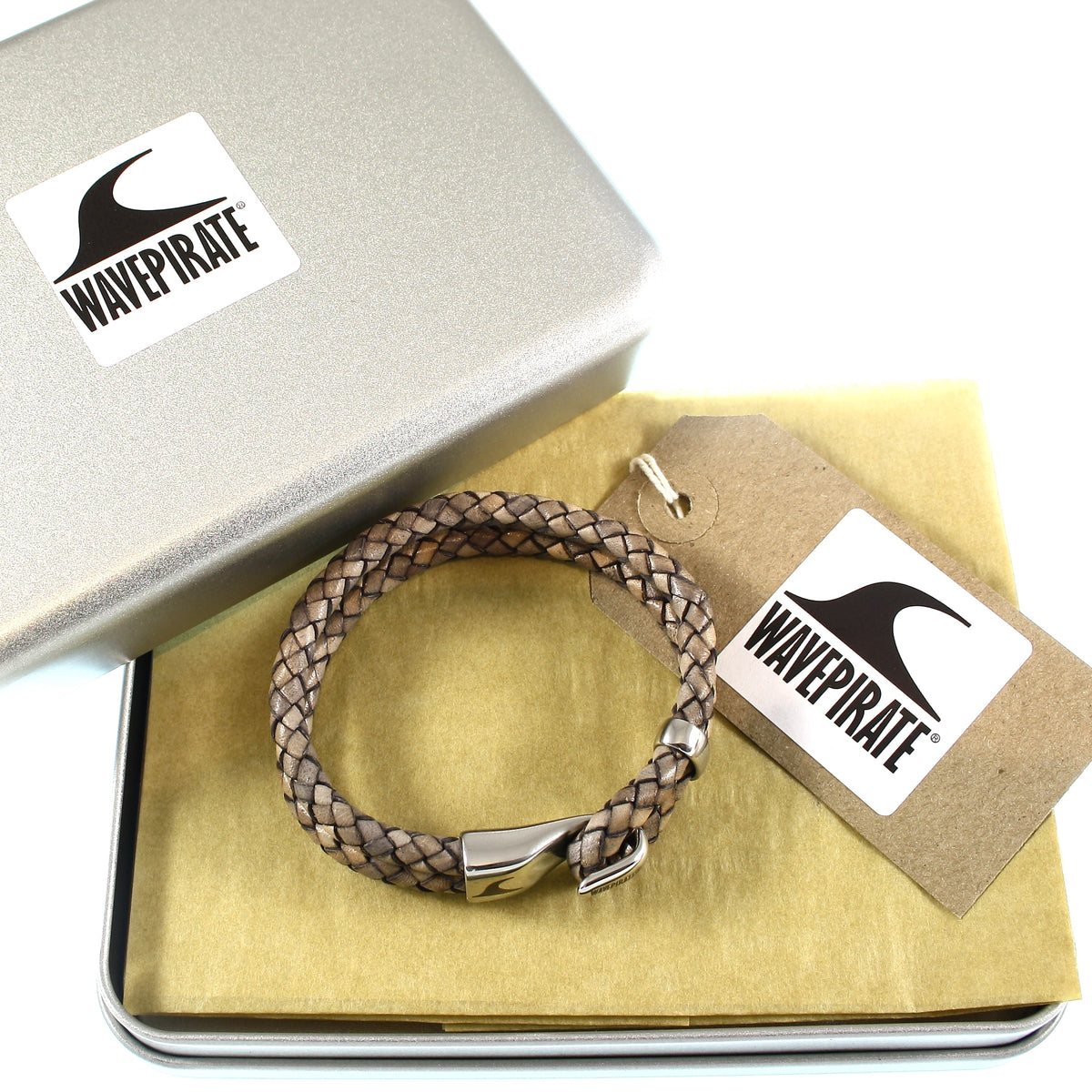 Leder-Armband-Herren-Peak-nuss-geflochten-Edelstahlverschluss-geschenkverpackung-wavepirate-shop-f