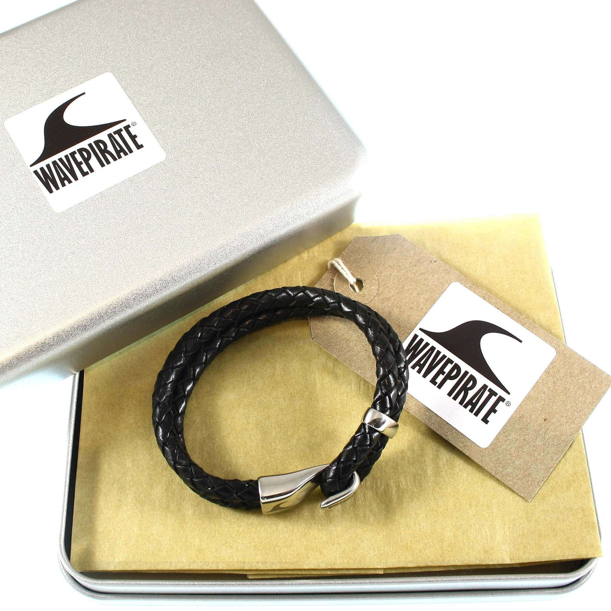 Leder-Armband-Herren-Peak-schwarz-geflochten-Edelstahlverschluss-geschenkverpackung-wavepirate-shop-f