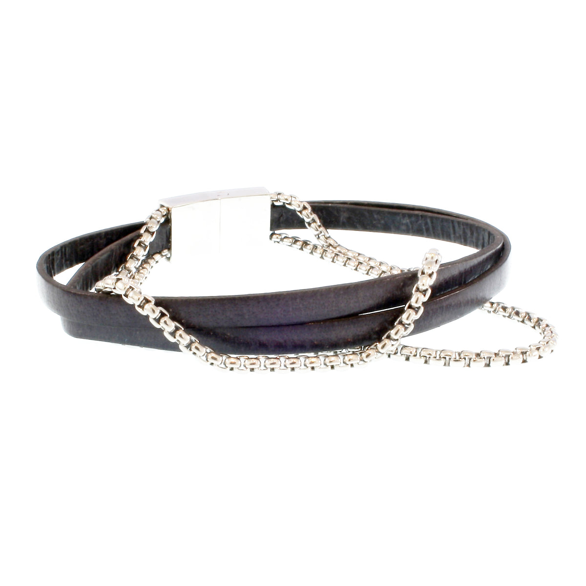 Leder-Armband-Herren-Rex-edelstahlkette-anthrazit-flach-Edelstahlverschluss-hinten-wavepirate-shop