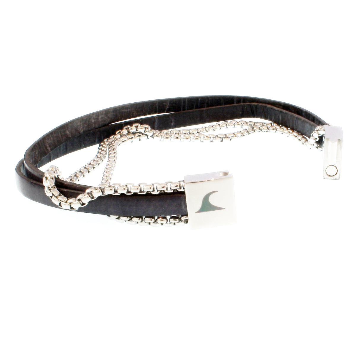 Leder-Armband-Herren-Rex-edelstahlkette-anthrazit-flach-Edelstahlverschluss-offen-wavepirate-shop