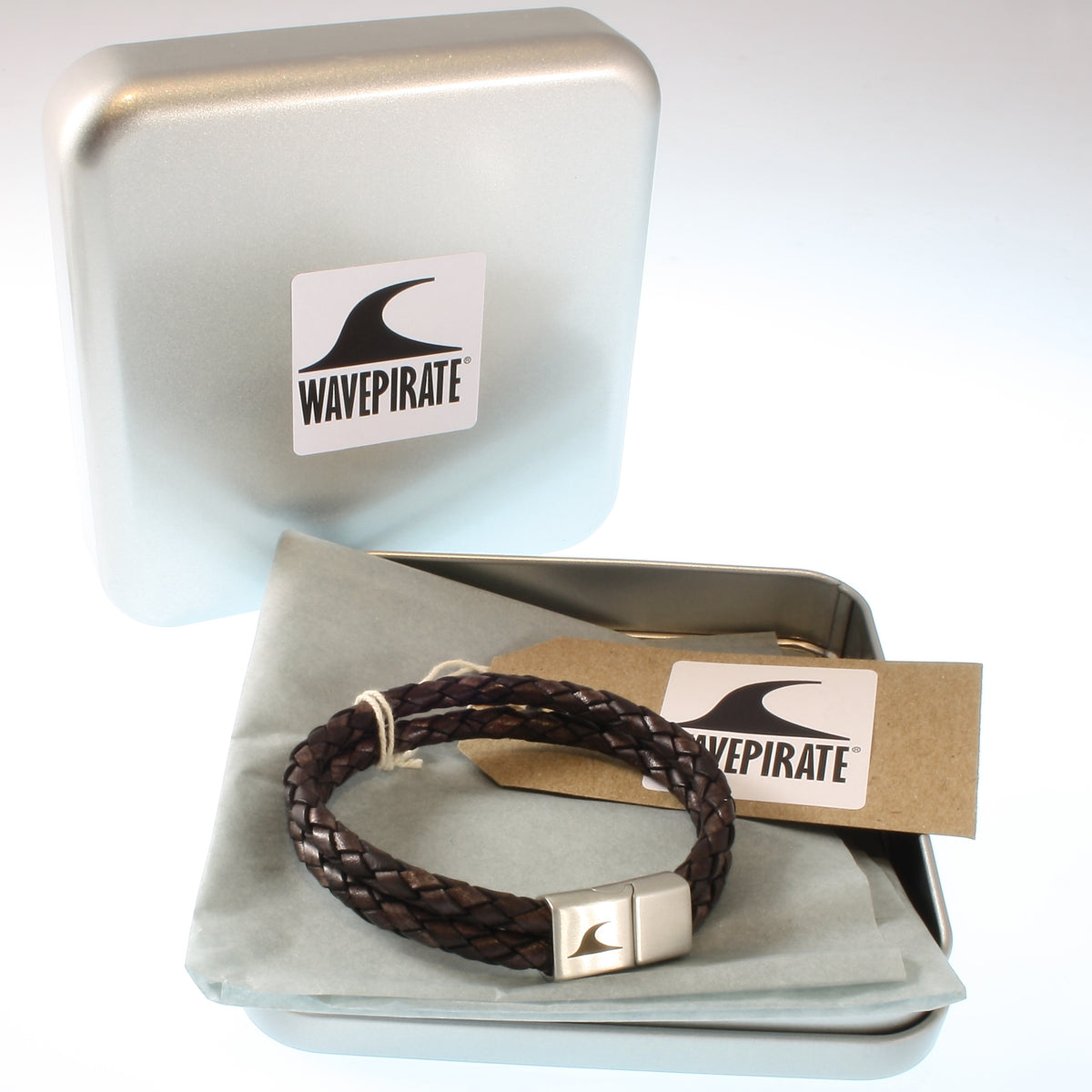Leder-Armband-Herren-Tarifa-braun-geflochten-Edelstahlverschluss-geschenkbox-wavepirate-shop-f