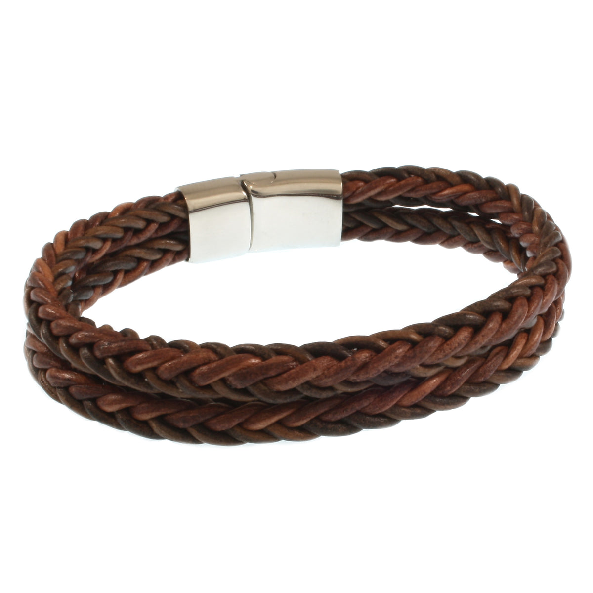Leder-Armband-Herren-Tarifa-braun-geflochten-Edelstahlverschluss-hinten-wavepirate-shop-z8
