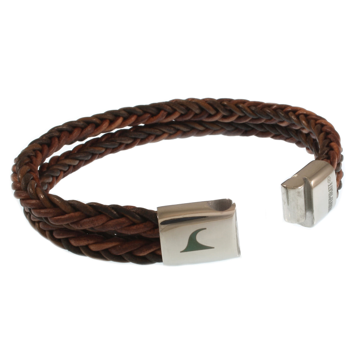 Leder-Armband-Herren-Tarifa-braun-geflochten-Edelstahlverschluss-offen-wavepirate-shop-z8