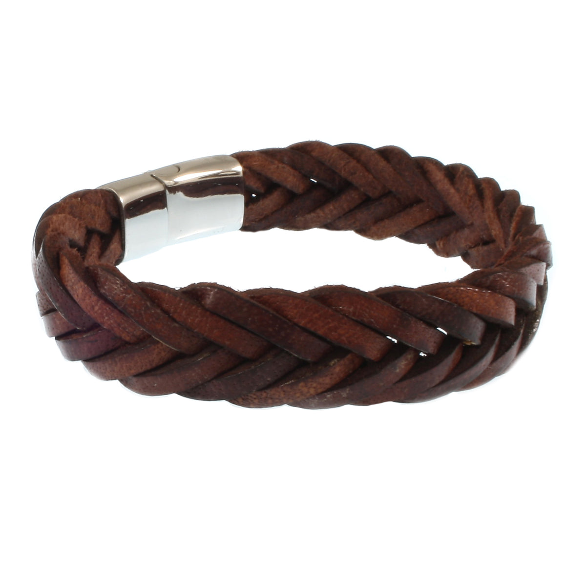 Leder-Armband-Herren-Tarifa-braun-geflochten-flach-Edelstahlverschluss-hinten-wavepirate-shop-f15