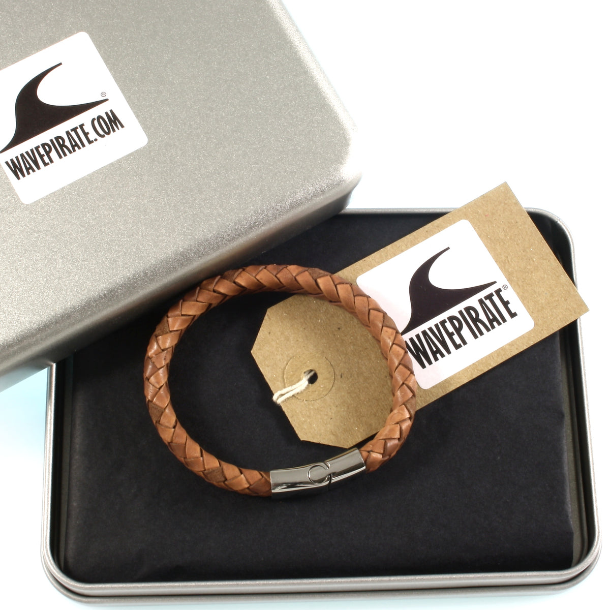 Leder-Armband-Herren-Tarifa-cognac-geflochten-oval-Edelstahlverschluss-verpackt-wavepirate-shop-ov