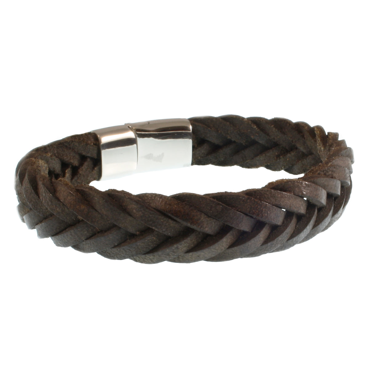 Leder-Armband-Herren-Tarifa-dunkelbraun-geflochten-flach-Edelstahlverschluss-hinten-wavepirate-shop-f15