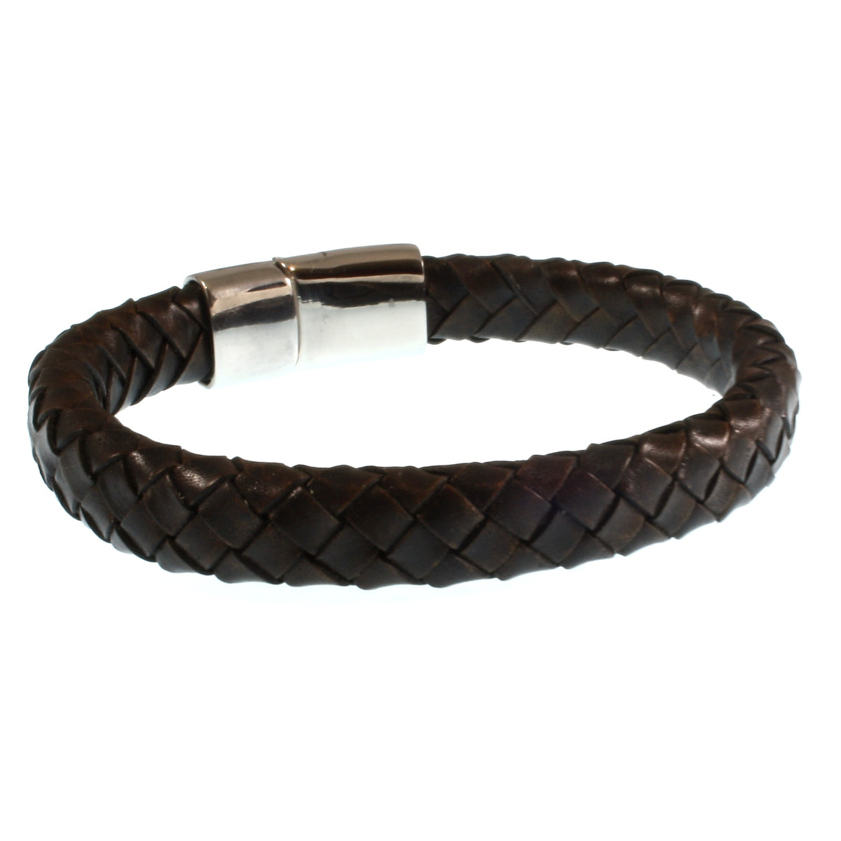 Leder-Armband-Herren-Tarifa-dunkelbraun-geflochten-oval-Edelstahlverschluss-hinten-wavepirate-shop-ov