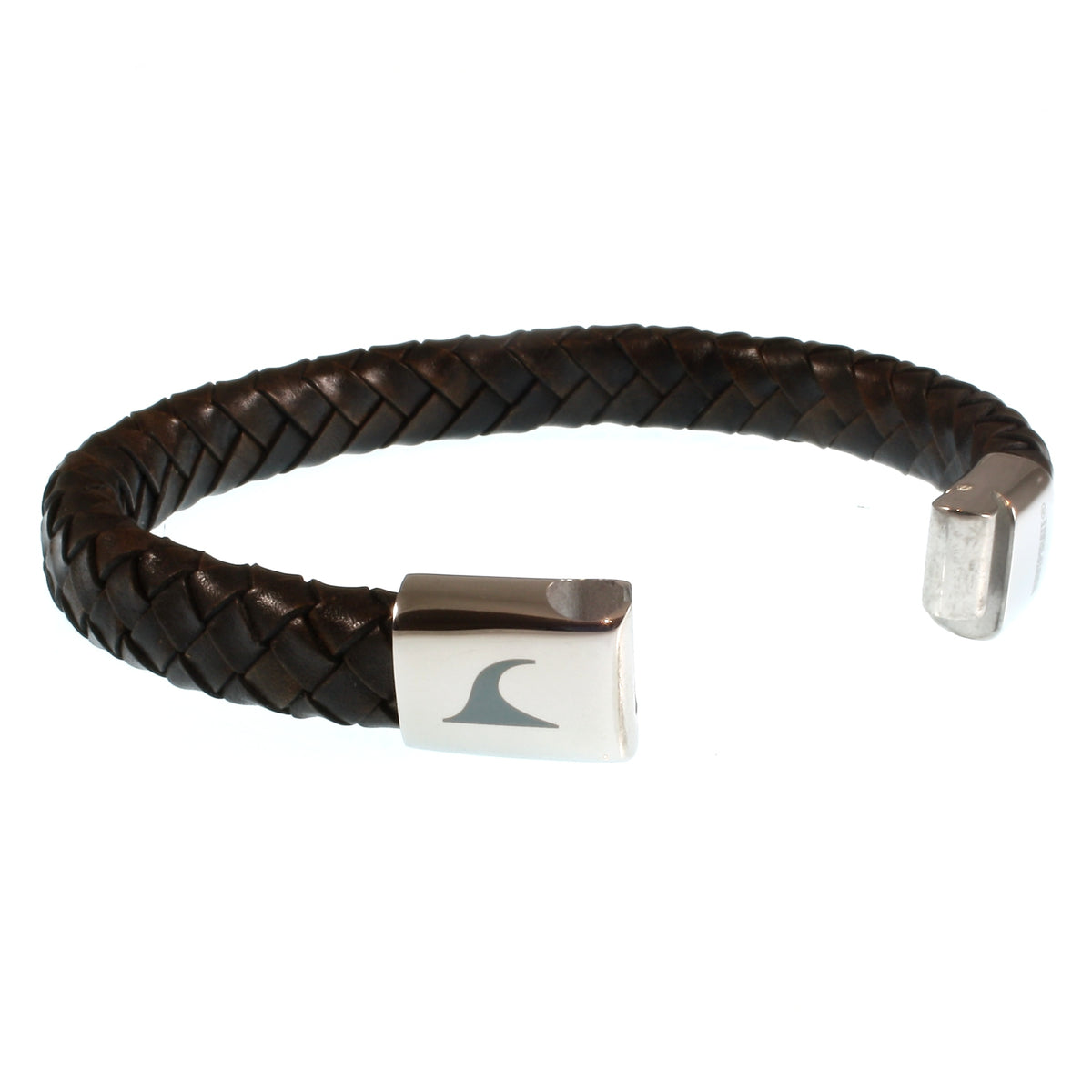 Leder-Armband-Herren-Tarifa-dunkelbraun-geflochten-oval-Edelstahlverschluss-offen-wavepirate-shop-ov