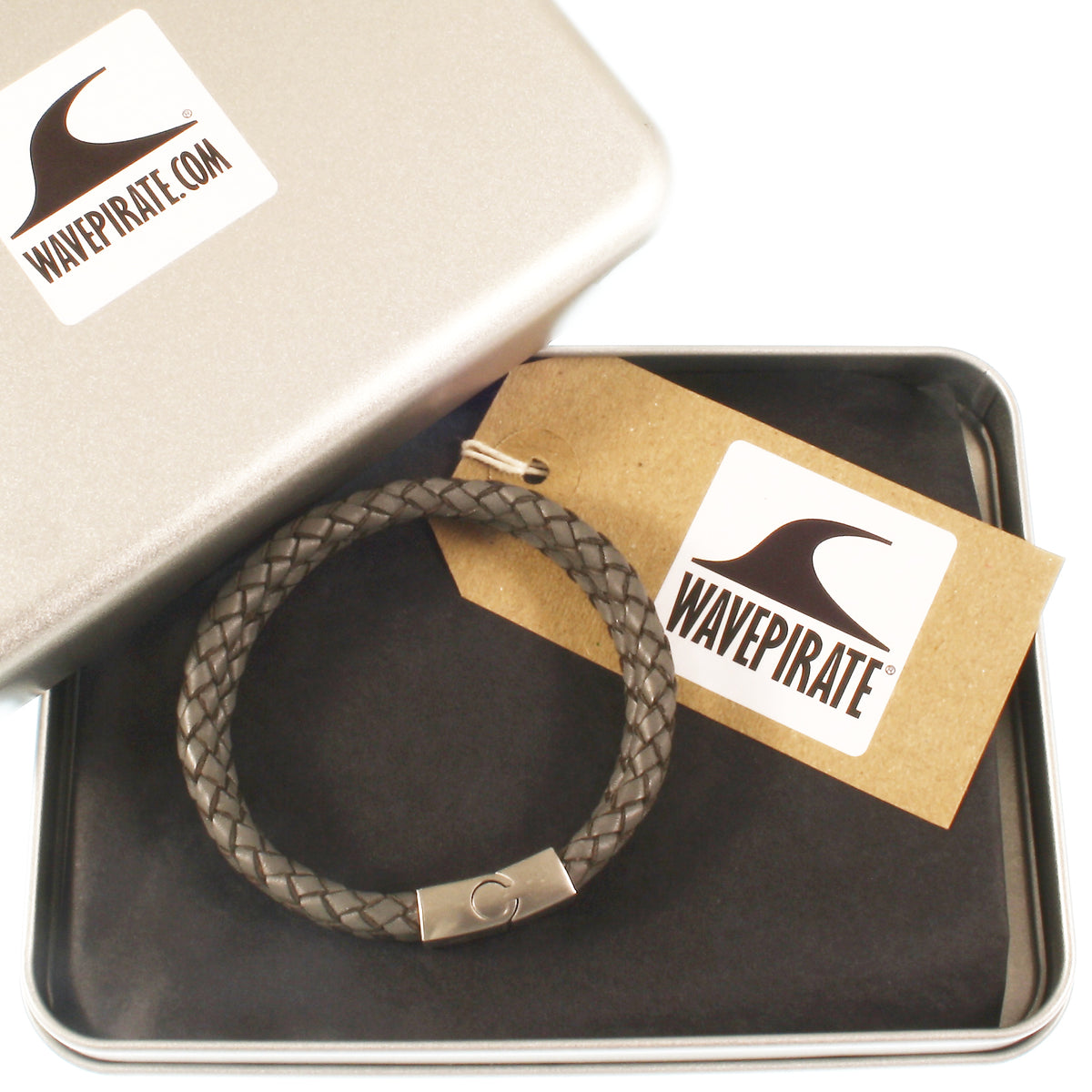 Leder-Armband-Herren-Tarifa-dunkelgrau-geflochten-Edelstahlverschluss-geschenkbox-wavepirate-shop-f
