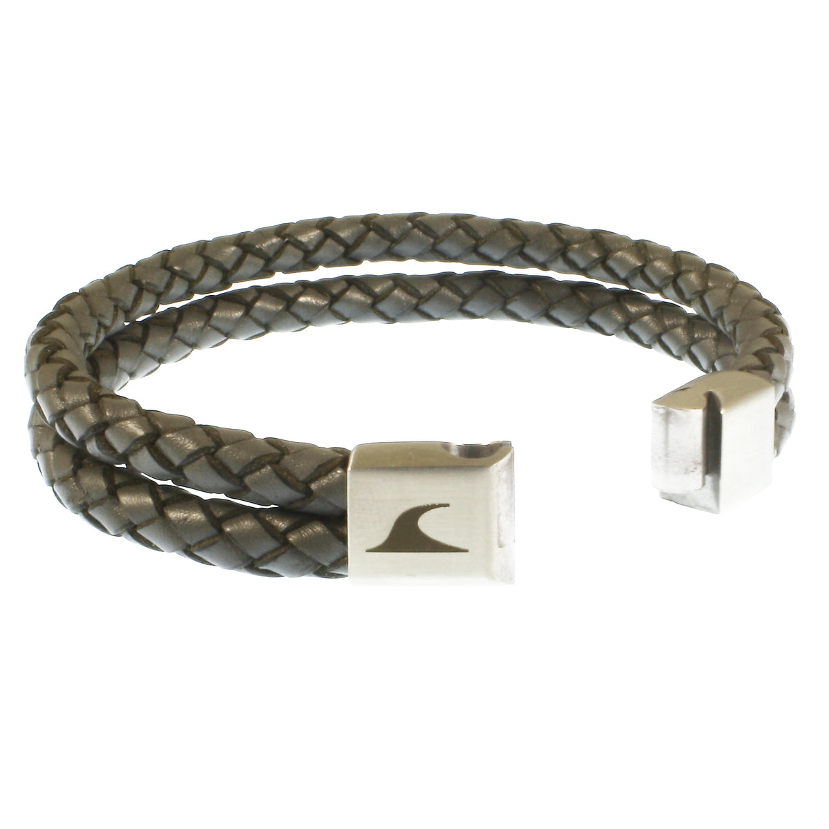 Leder-Armband-Herren-Tarifa-dunkelgrau-geflochten-Edelstahlverschluss-offen-wavepirate-shop-f