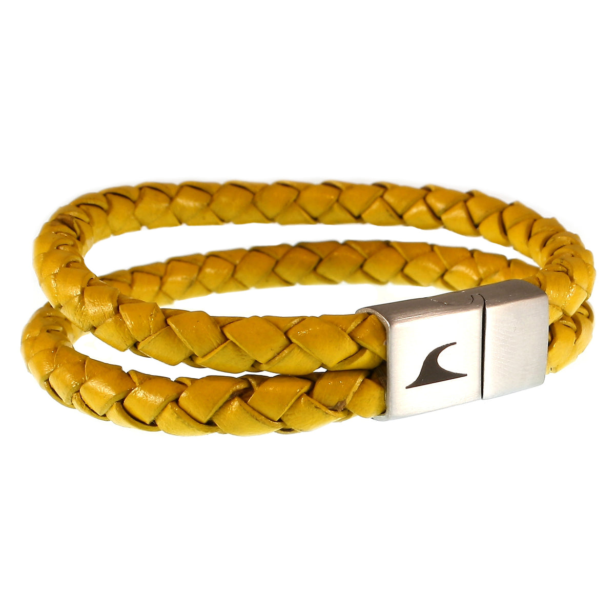 Leder-Armband-Herren-Tarifa-gelb-geflochten-Edelstahlverschluss-vorn-wavepirate-shop-f