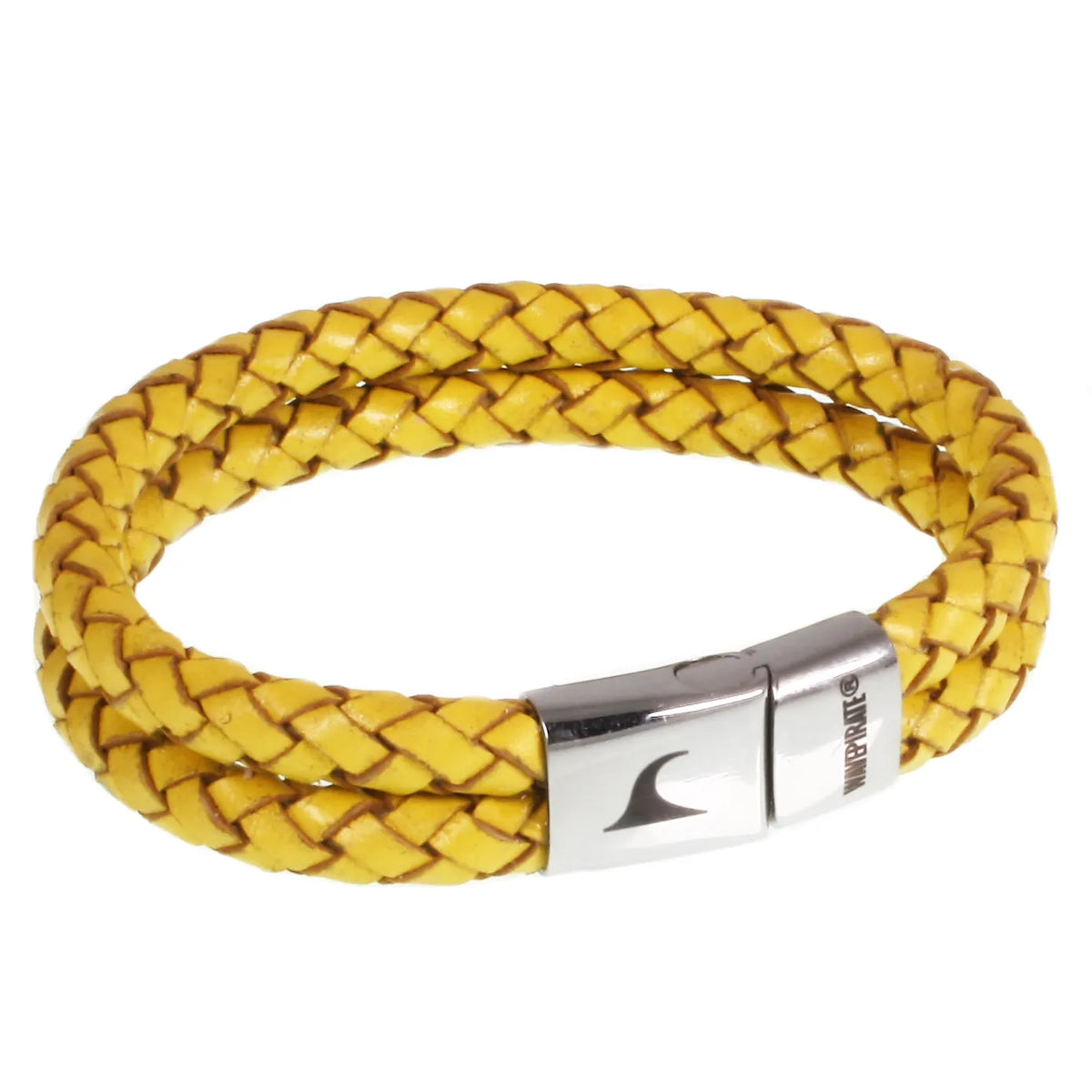 Leder-Armband-Herren-Tarifa-gelb-geflochten-Edelstahlverschluss-vorn-wavepirate-shop-f1