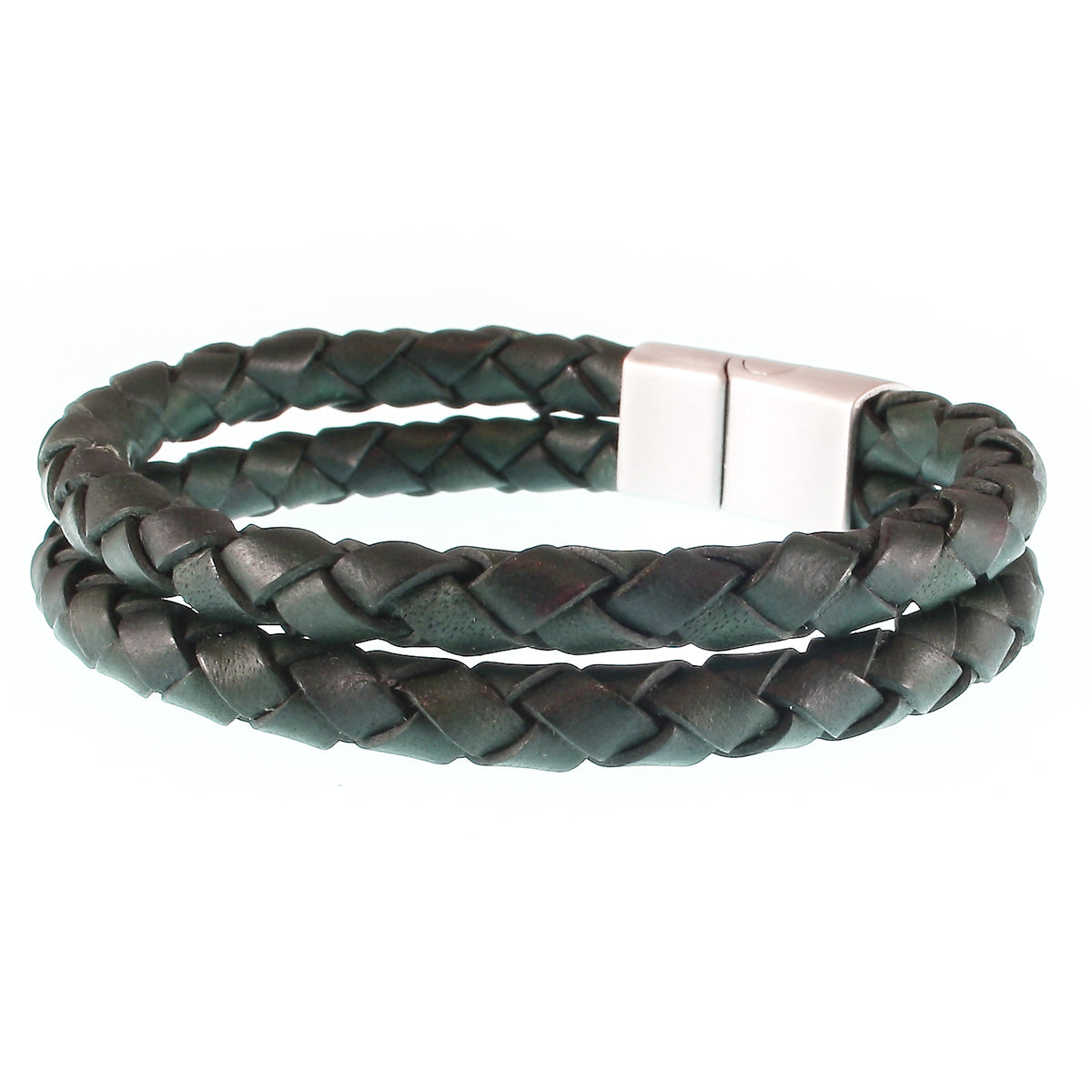 Leder-Armband-Herren-Tarifa-gruen-geflochten-Edelstahlverschluss-hinten-wavepirate-shop-f