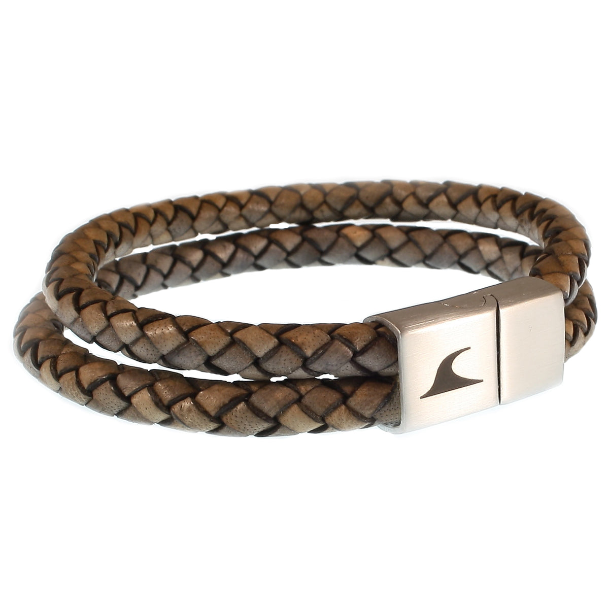 Leder-Armband-Herren-Tarifa-nuss-geflochten-Edelstahlverschluss-vorn-wavepirate-shop-f