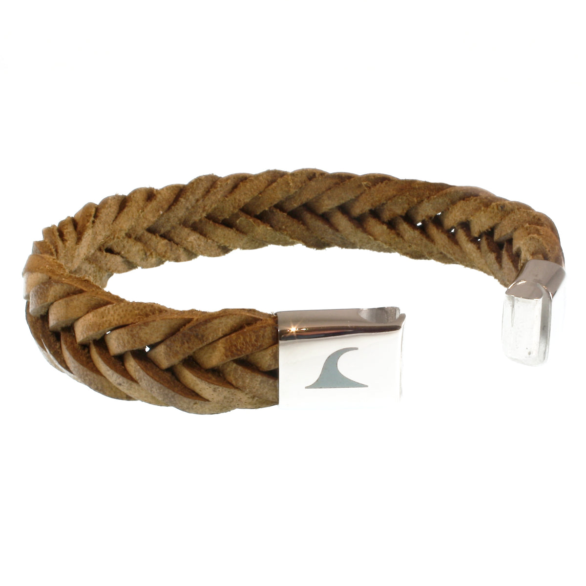 Leder-Armband-Herren-Tarifa-sand-geflochten-flach-Edelstahlverschluss-offen-wavepirate-shop-f15