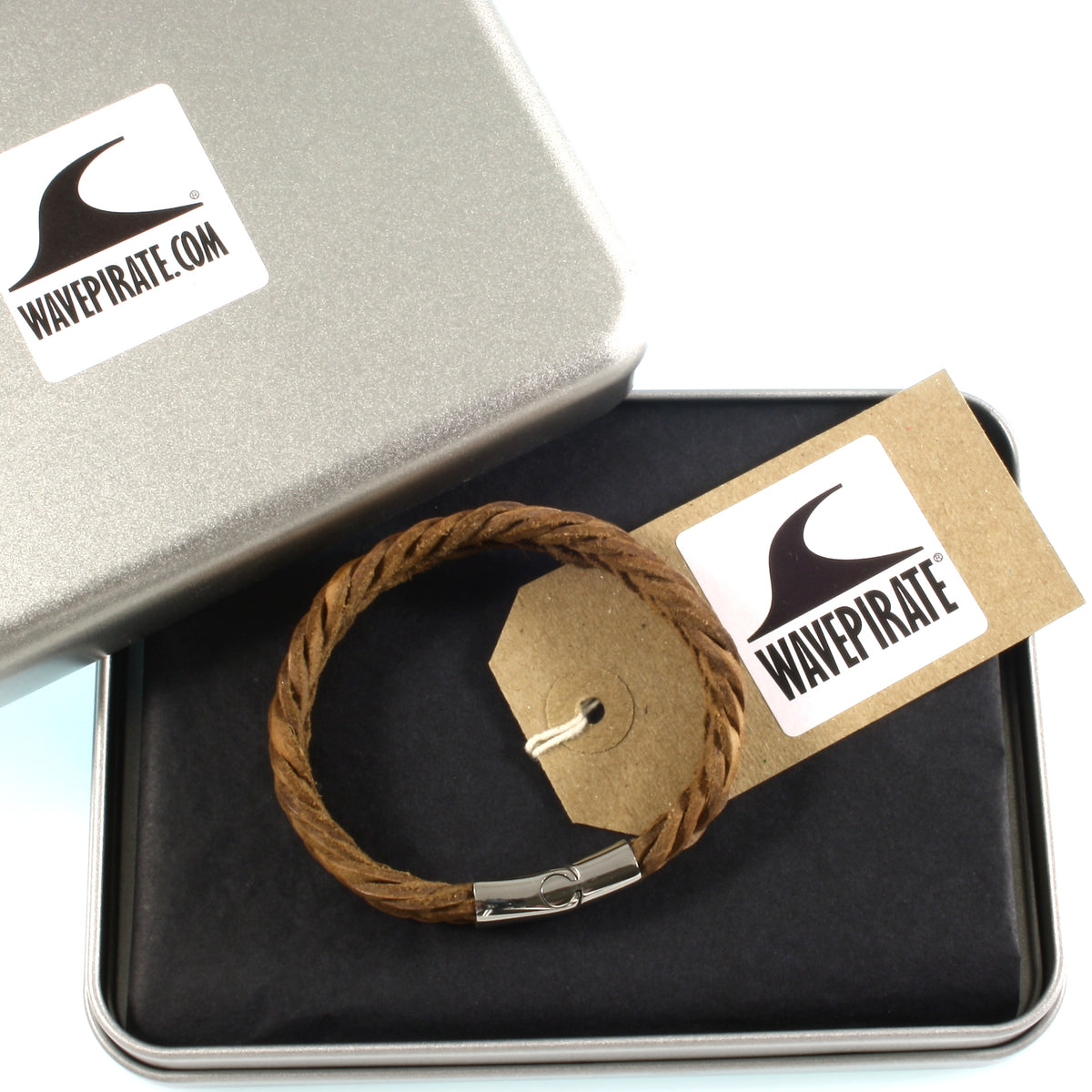 Leder-Armband-Herren-Tarifa-sand-geflochten-flach-Edelstahlverschluss-verpackt-wavepirate-shop-f15