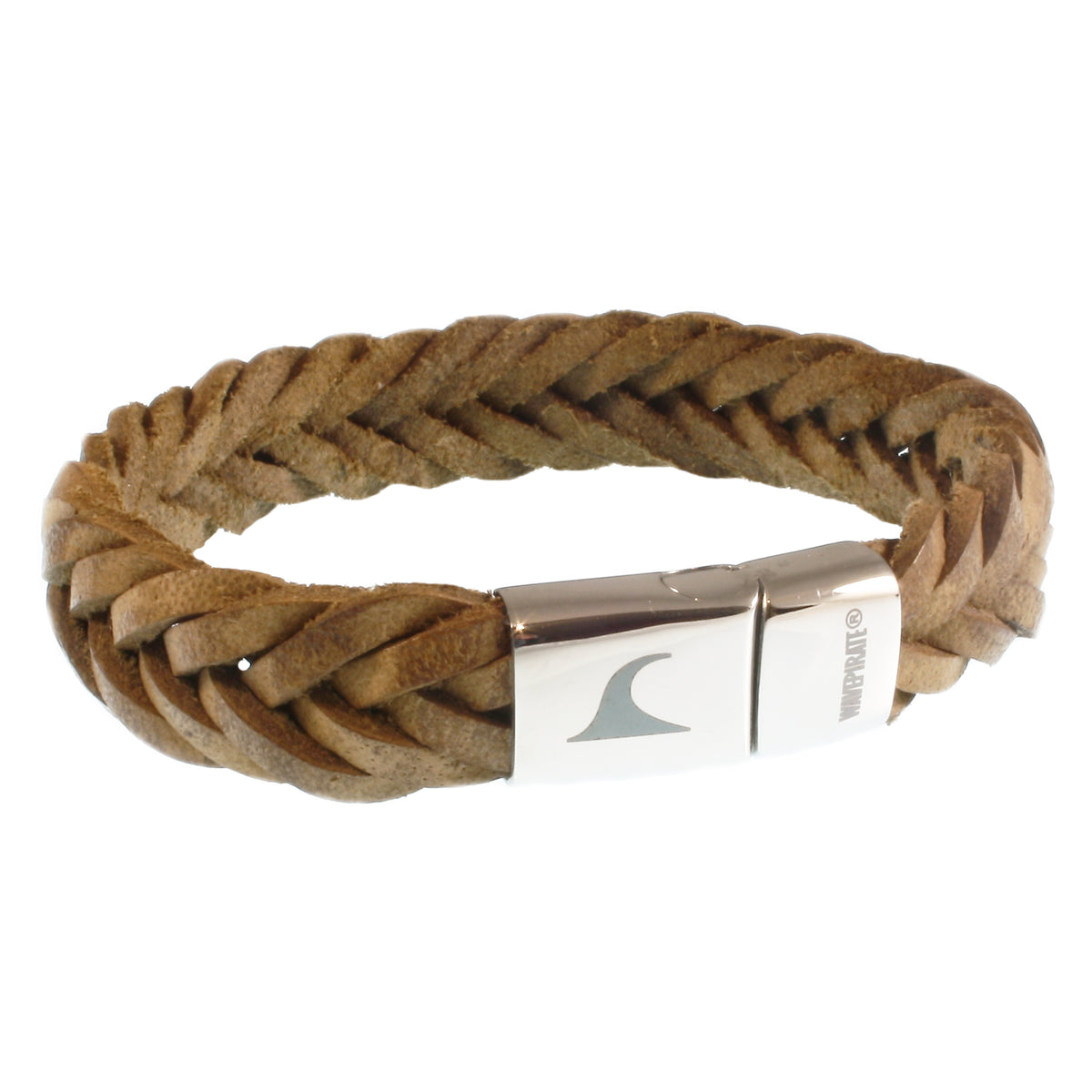 Leder-Armband-Herren-Tarifa-sand-geflochten-flach-Edelstahlverschluss-vorn-wavepirate-shop-f15