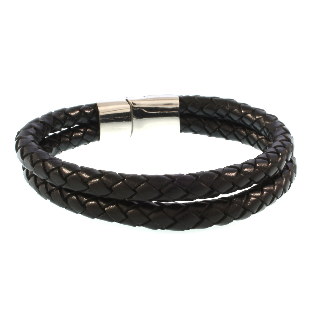 Leder-Armband-Herren-Tarifa-schwarz-geflochten-Edelstahlverschluss-hinten-wavepirate-shop-f