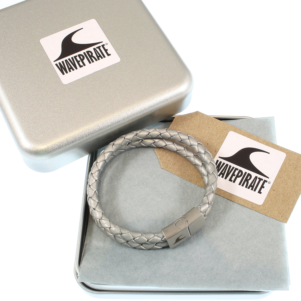 Leder-Armband-Herren-Tarifa-silber-geflochten-Edelstahlverschluss-geschenkbox-wavepirate-shop-f