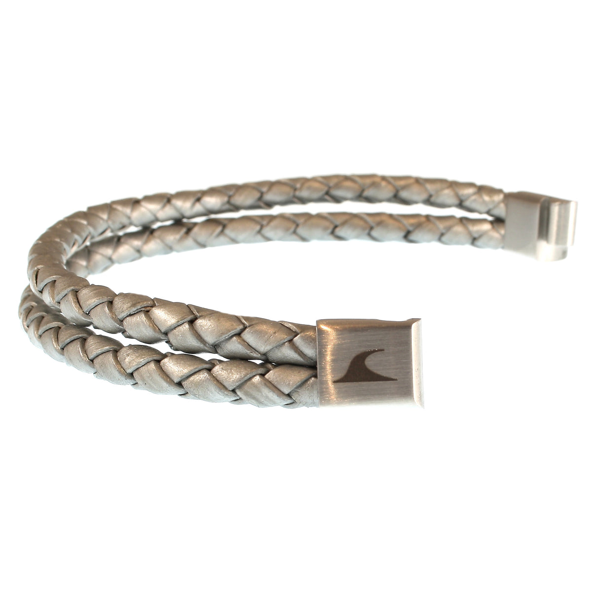 Leder-Armband-Herren-Tarifa-silber-geflochten-Edelstahlverschluss-offen-wavepirate-shop-f