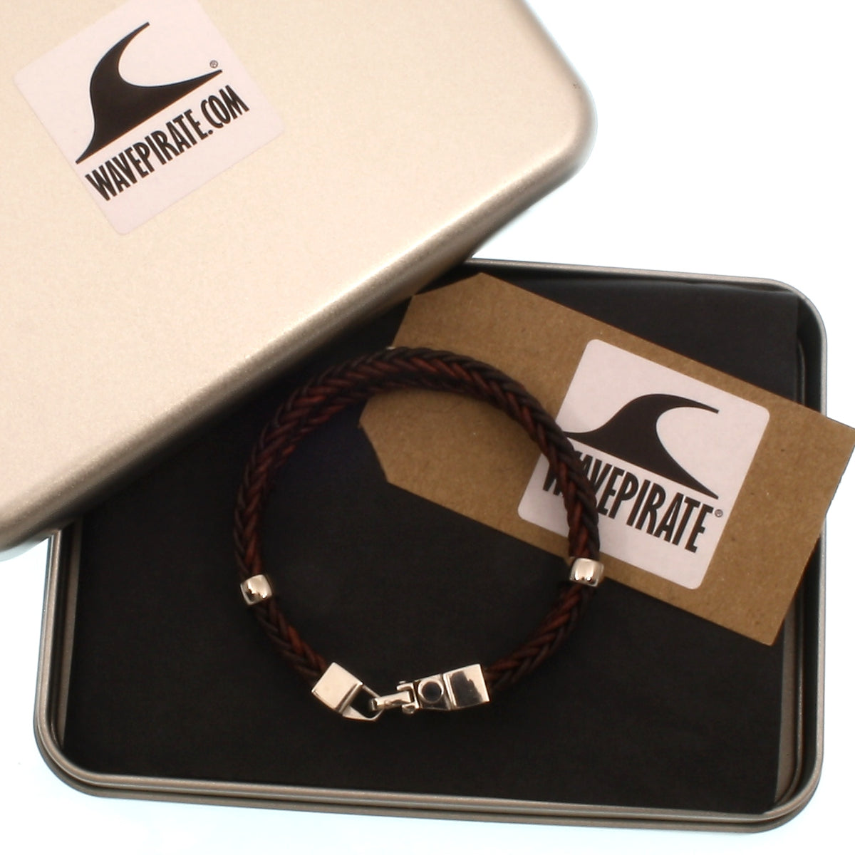 Leder-Armband-Herren-Turn-braun-geflochten-Edelstahlverschluss-geschenkbox-wavepirate-shop-z8