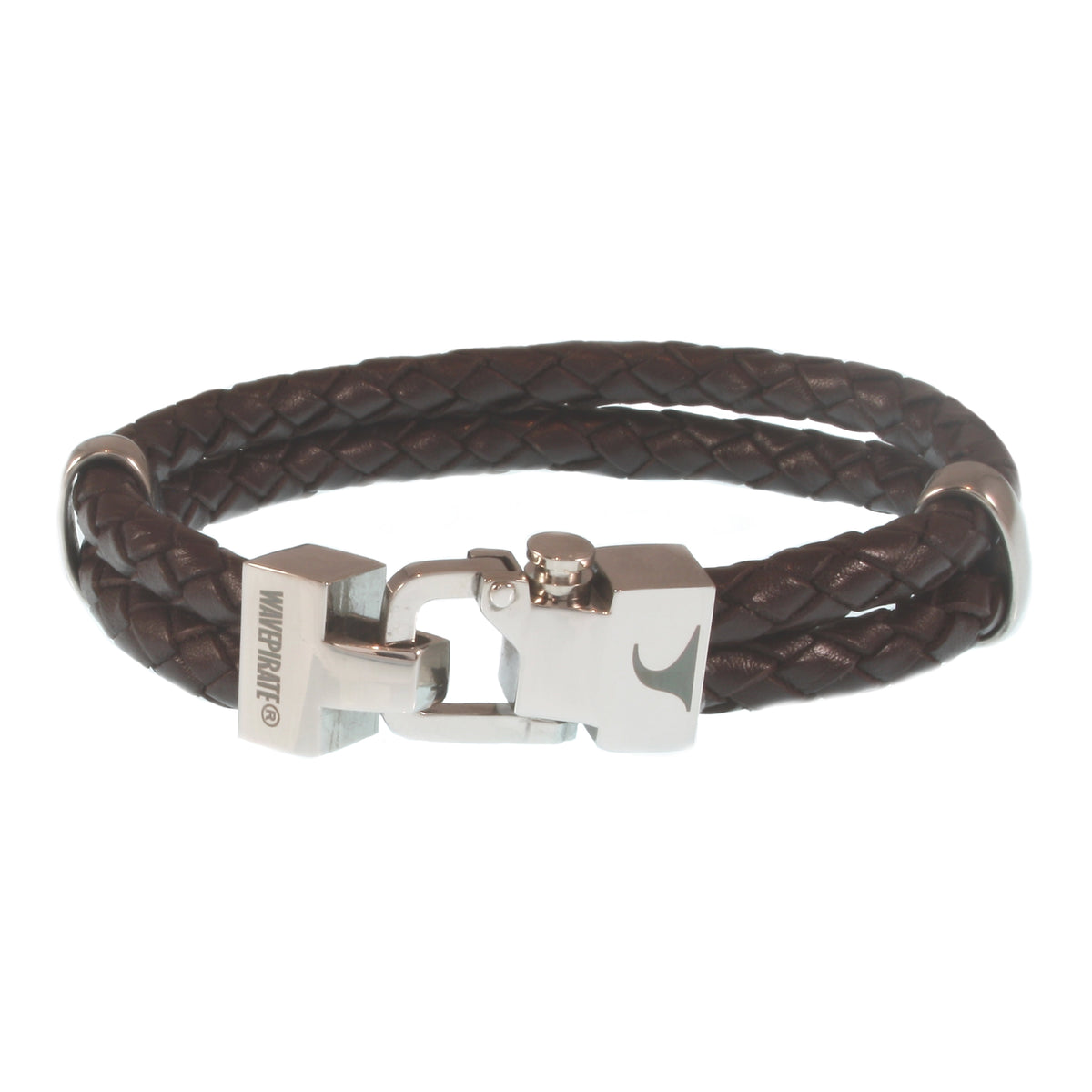 Leder-Armband-Herren-Turn-braun-geflochten-Edelstahlverschluss-vorn-wavepirate-shop-f