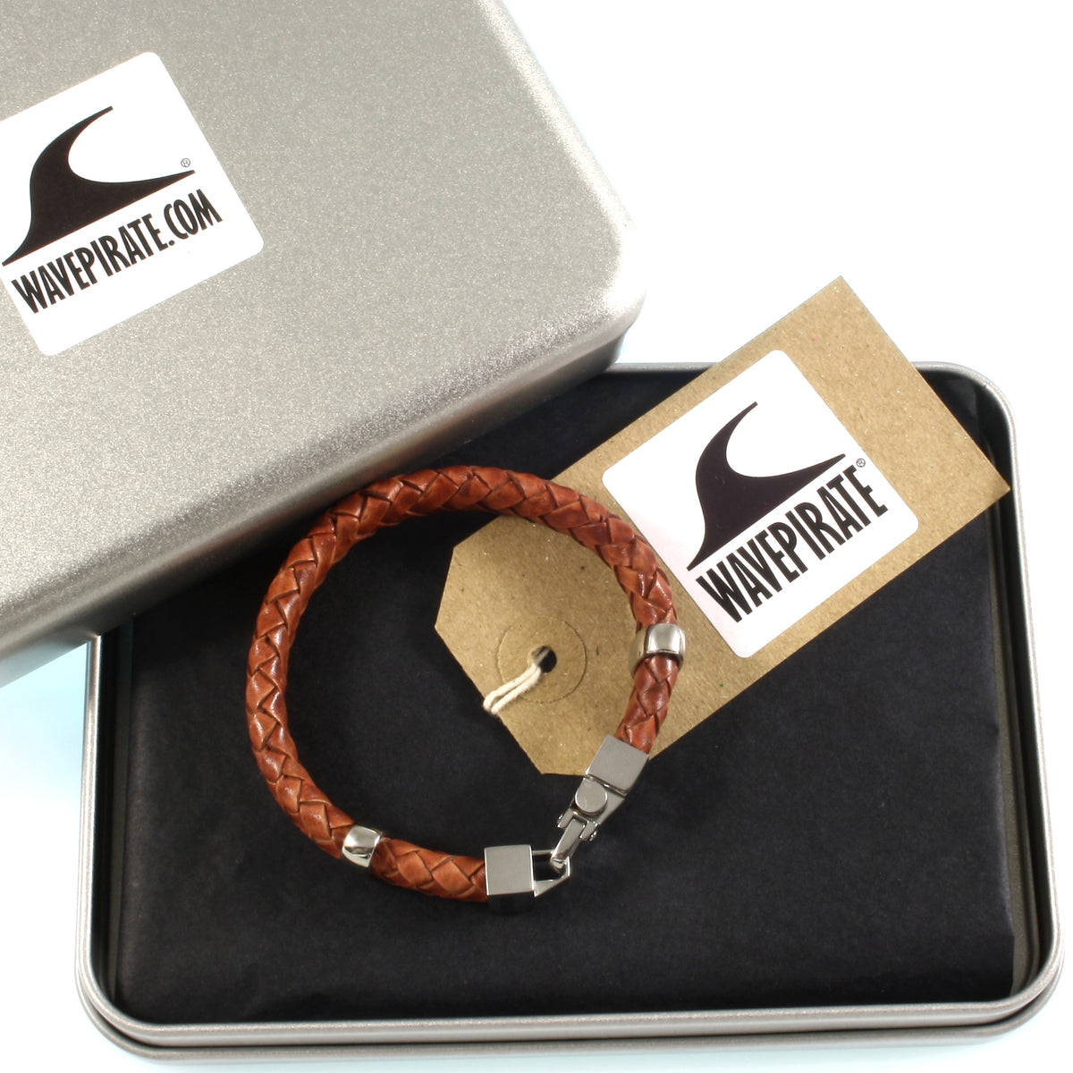 Leder-Armband-Herren-Turn-cognac-geflochten-oval-Edelstahlverschluss-verpackt-wavepirate-shop-ov