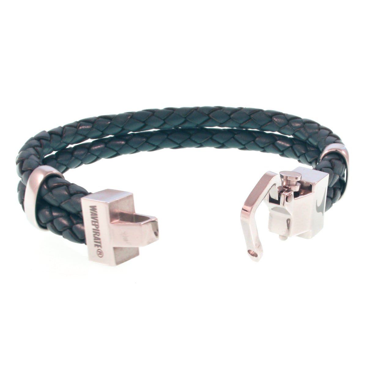 Leder-Armband-Herren-Turn-denim-blau-geflochten-Edelstahlverschluss-offen-wavepirate-shop-f