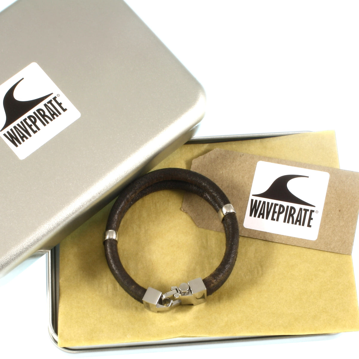 Leder-Armband-Herren-Turn-dunkelbraun-massiv-Edelstahlverschluss-geschenkbox-wavepirate-shop-r