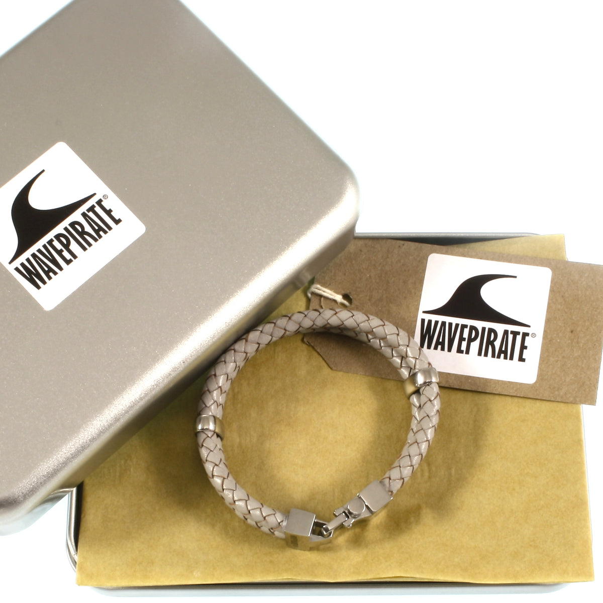 Leder-Armband-Herren-Turn-grau-geflochten-Edelstahlverschluss-geschenkbox-wavepirate-shop-f
