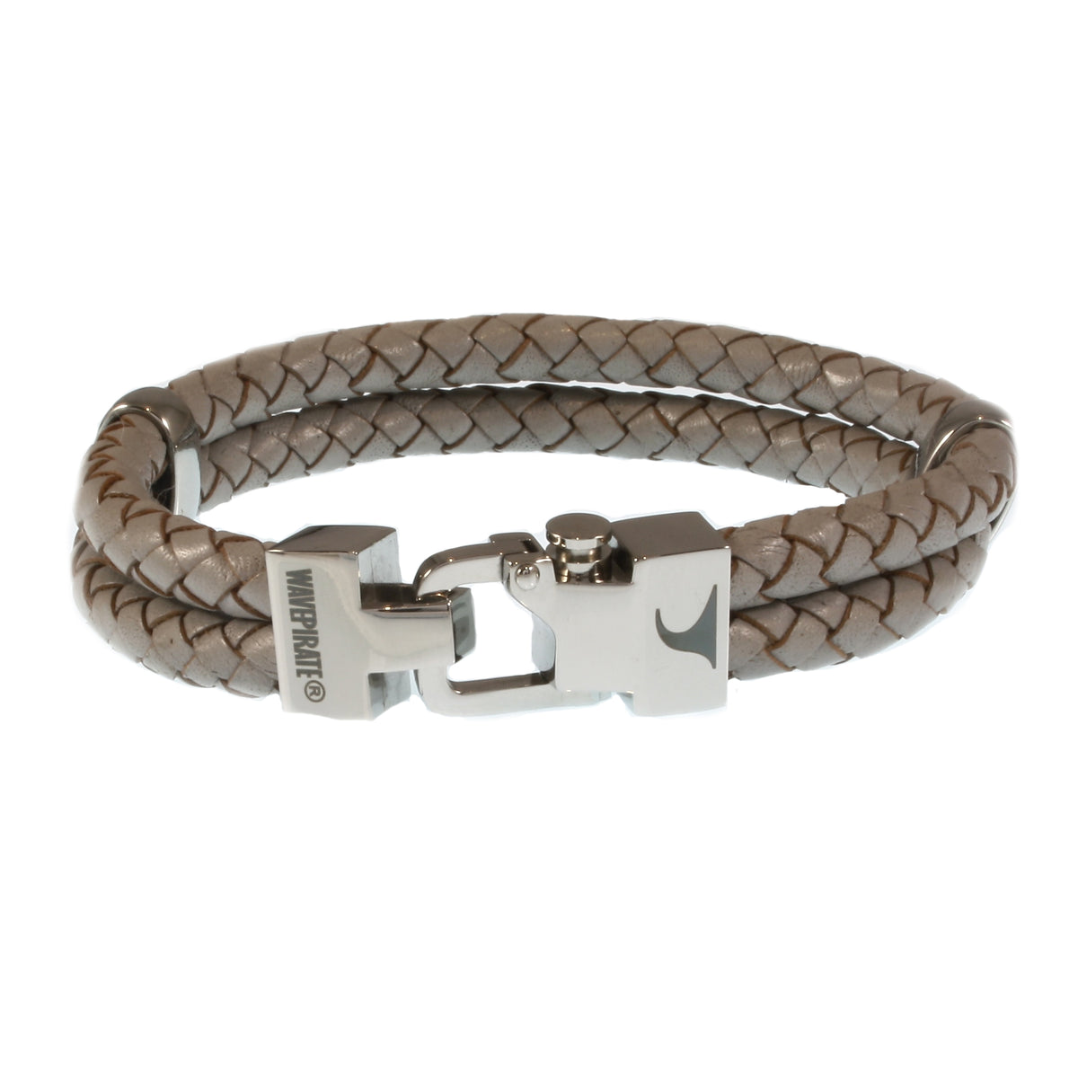 Leder-Armband-Herren-Turn-grau-geflochten-Edelstahlverschluss-vorn-wavepirate-shop-f