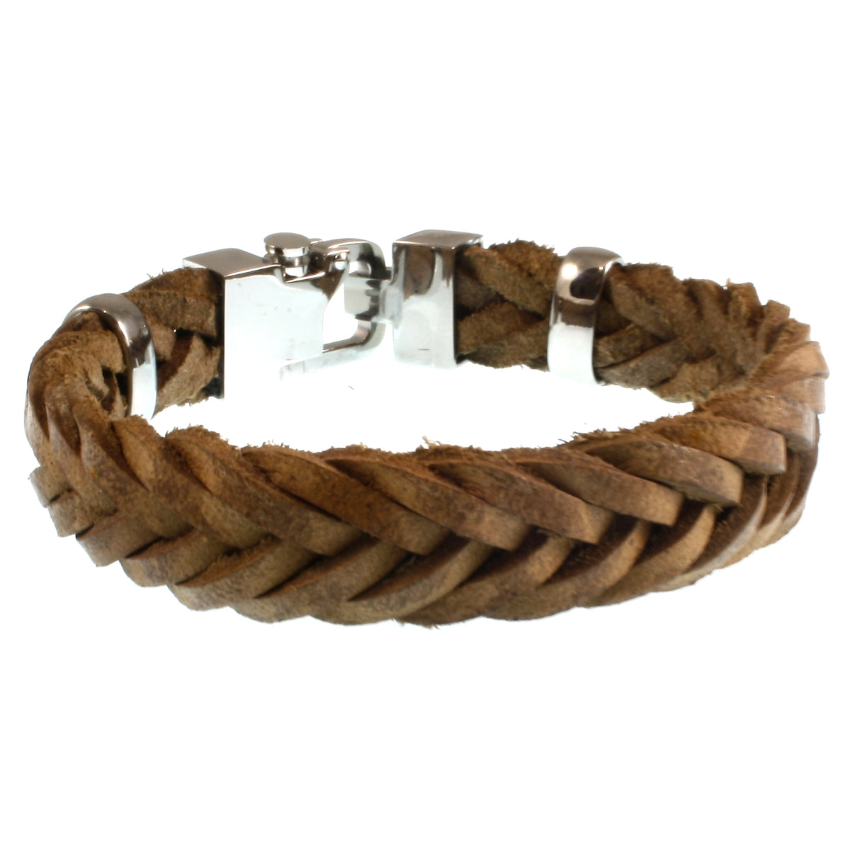 Leder-Armband-Herren-Turn-sand-geflochten-flach-Edelstahlverschluss-hinten-wavepirate-shop-f15