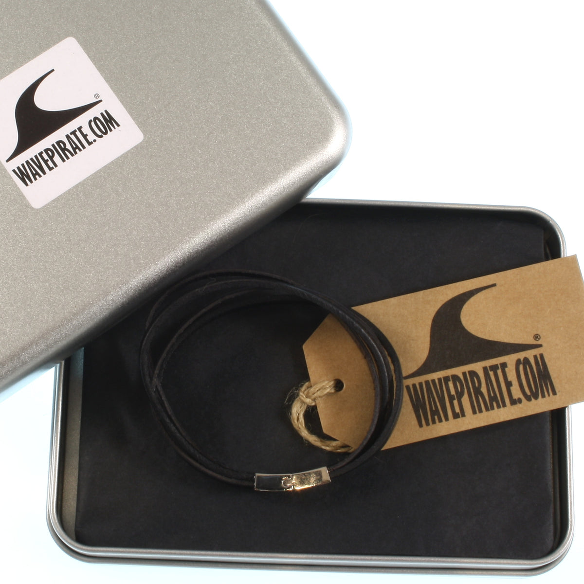 Leder-Armband-Herren-Twist-grau-navy-flach-Edelstahlverschluss-geschenkbox-wavepirate-shop
