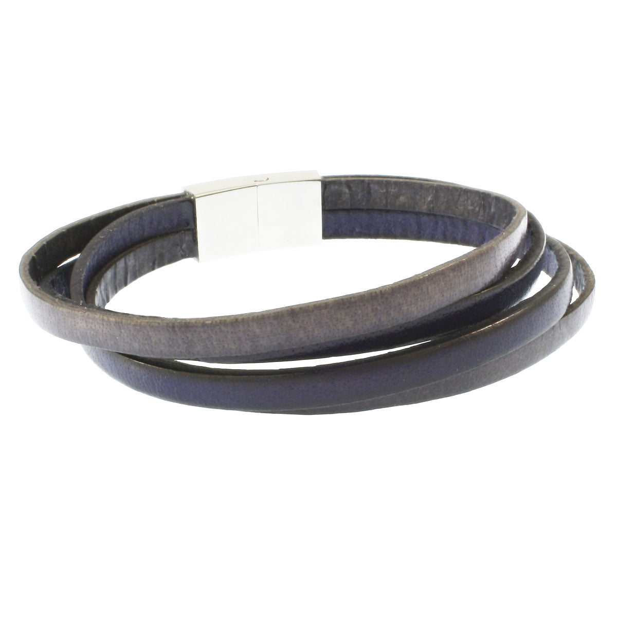 Leder-Armband-Herren-Twist-grau-navy-flach-Edelstahlverschluss-hinten-wavepirate-shop