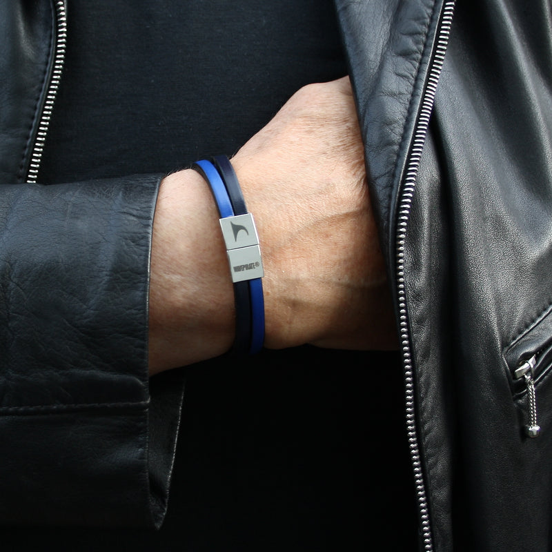 Leder-Armband-Herren-Twist-navy-blau-flach-Edelstahlverschluss-getragen-wavepirate-shop