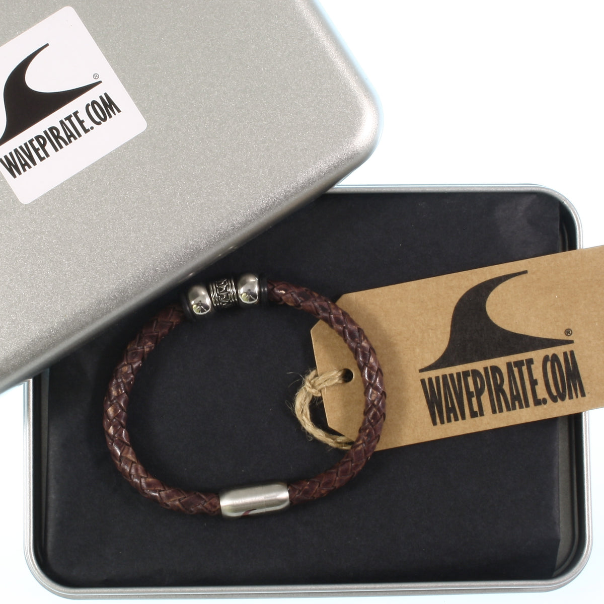 Leder-Armband-Herren-atoll-braun-silber-geflochten-Edelstahlverschluss-geschenkverpackung-wavepirate-shop-f