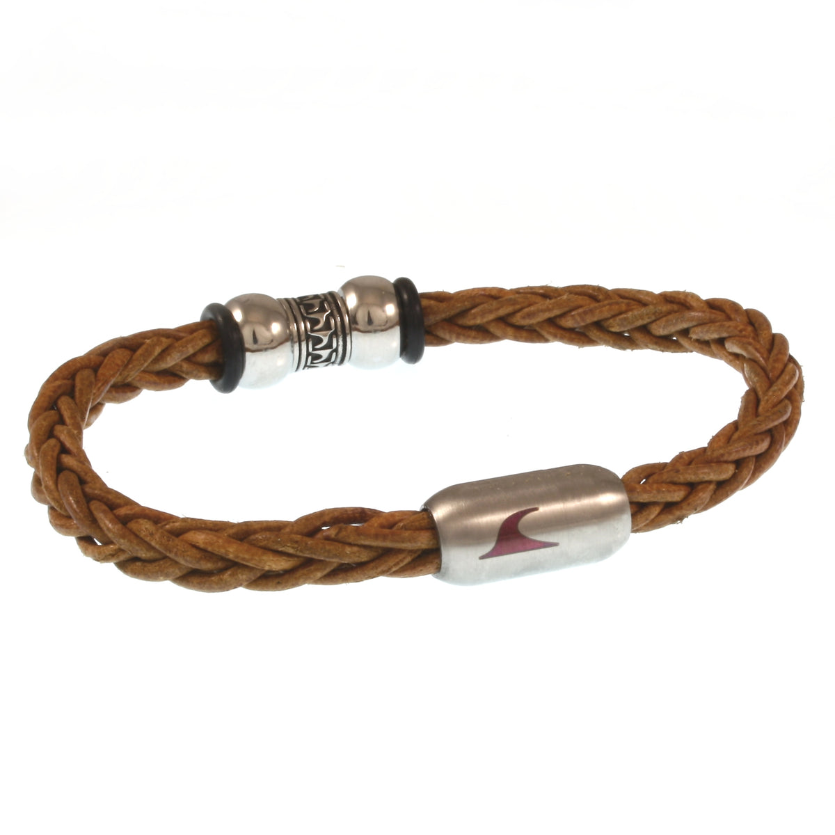 Leder-Armband-Herren-atoll-cognac-geflochten-Edelstahlverschluss-hinten-wavepirate-shop-z8