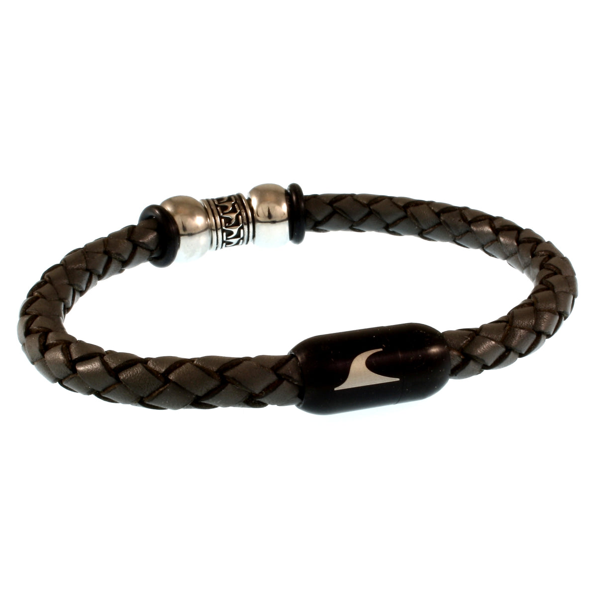 Leder-Armband-Herren-atoll-dunkelgrau-schwarz-geflochten-Edelstahlverschluss-hinten-wavepirate-shop-f