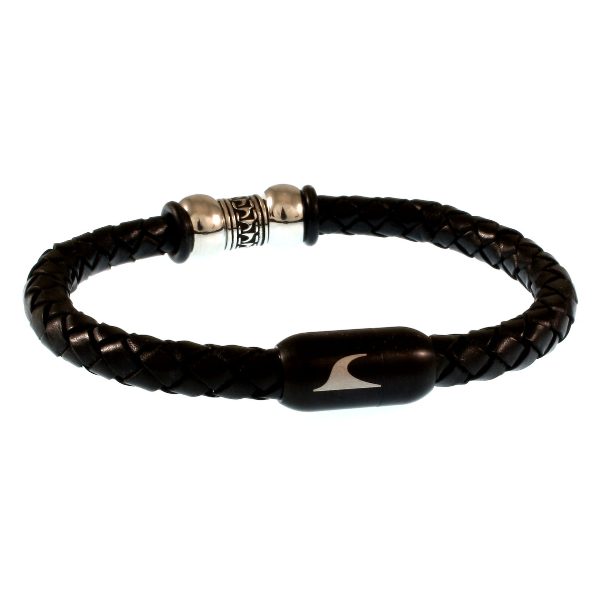 Leder-Armband-Herren-atoll-schwarz-geflochten-Edelstahlverschluss-hinten-wavepirate-shop-f