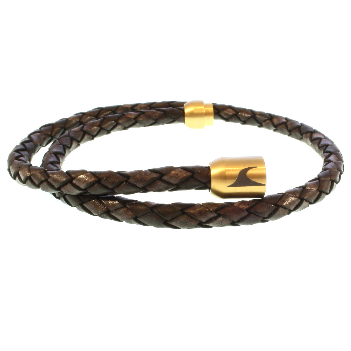 Leder-Armband-Herren-damen-hawaii-braun-gold-geflochten-Edelstahlverschluss-offen-wavepirate-shop-f
