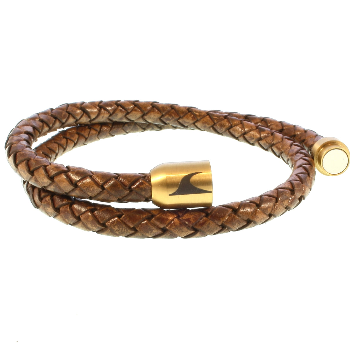 Leder-Armband-Herren-damen-hawaii-cognac-gold-geflochten-Edelstahlverschluss-offen-wavepirate-shop-f