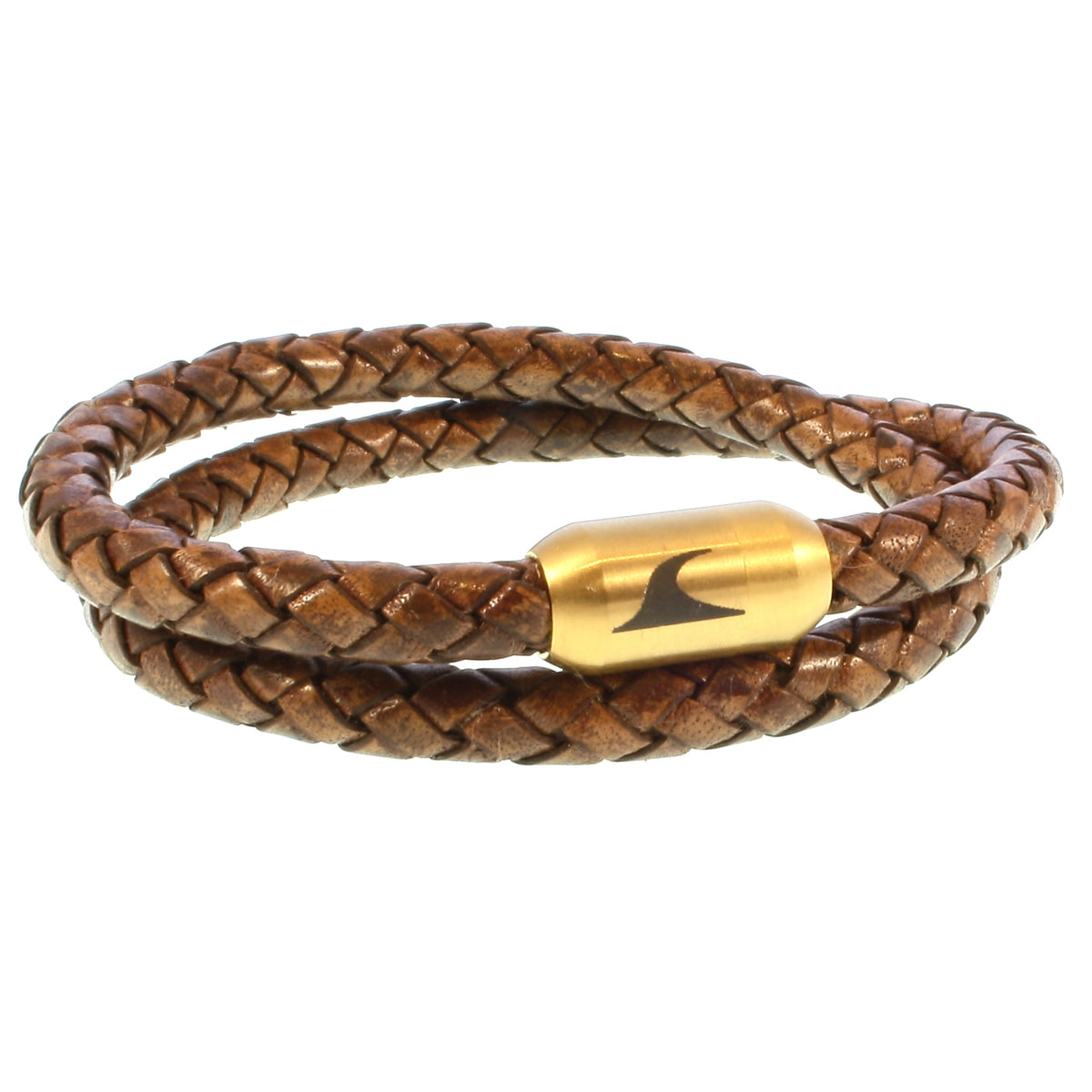 Leder-Armband-Herren-damen-hawaii-cognac-gold-geflochten-Edelstahlverschluss-vorn-wavepirate-shop-f