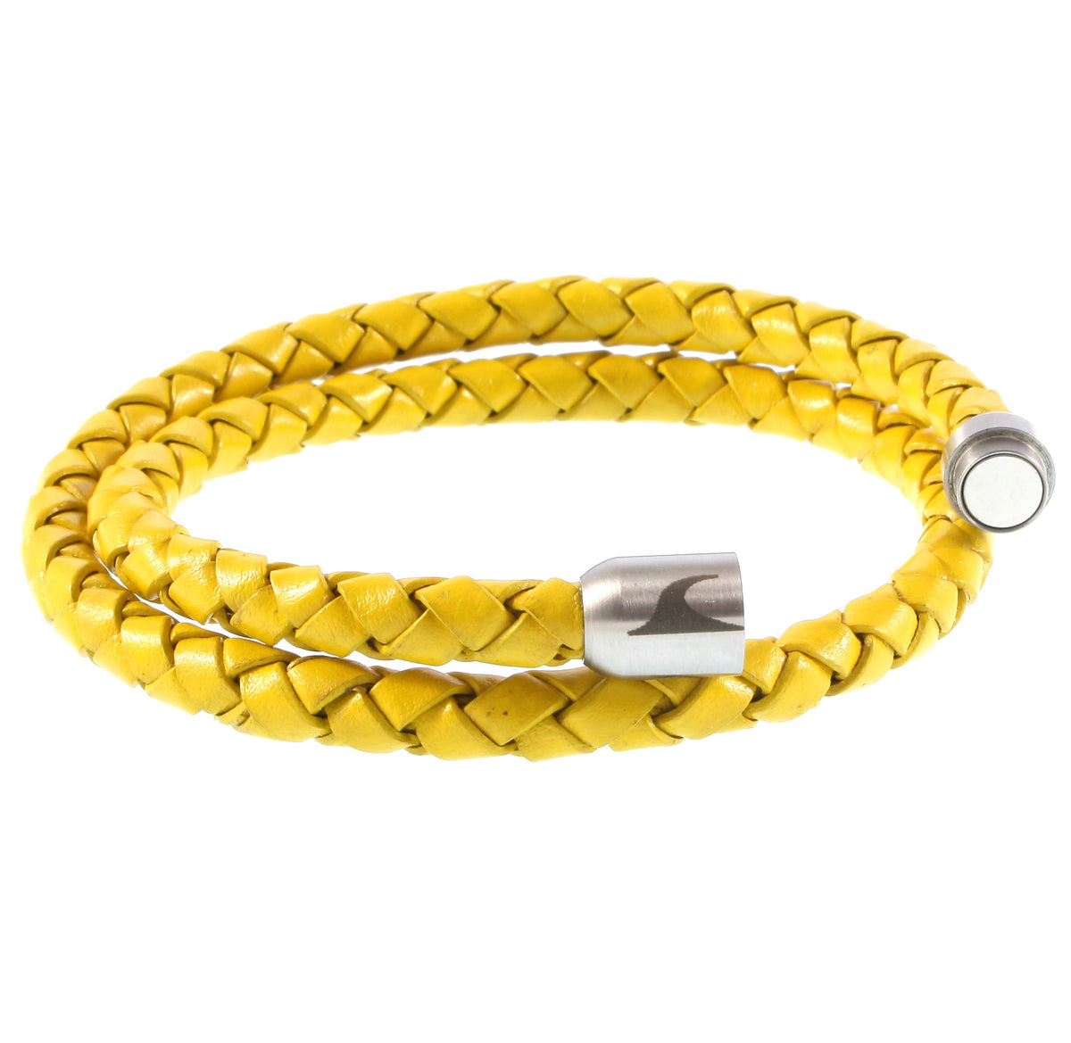 Leder-Armband-Herren-damen-hawaii-gelb-geflochten-Edelstahlverschluss-offen-wavepirate-shop-f