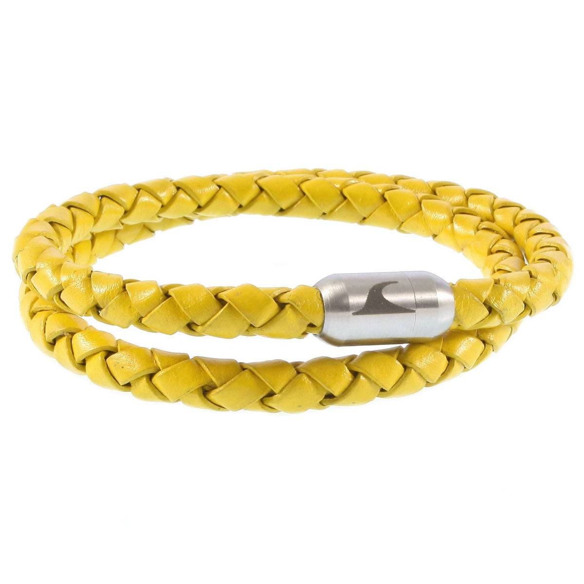 Leder-Armband-Herren-damen-hawaii-gelb-geflochten-Edelstahlverschluss-vorn-wavepirate-shop-f