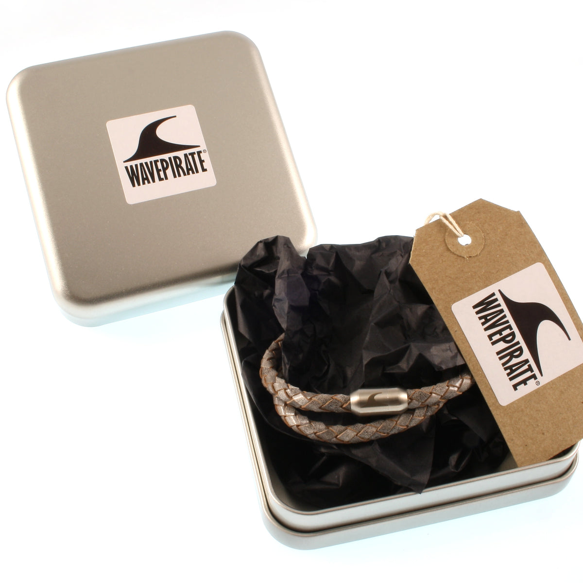 Leder-Armband-Herren-damen-hawaii-grau-geflochten-Edelstahlverschluss-geschenkverpackung-wavepirate-shop-f