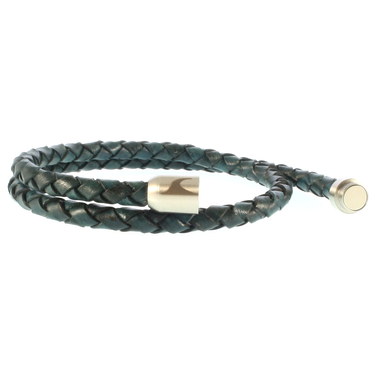 Leder-Armband-Herren-damen-hawaii-gruen-geflochten-Edelstahlverschluss-offen-wavepirate-shop-f