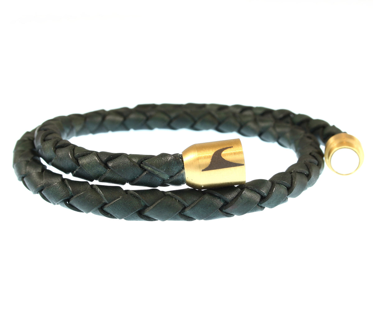 Leder-Armband-Herren-damen-hawaii-gruen-gold-geflochten-Edelstahlverschluss-offen-wavepirate-shop-f