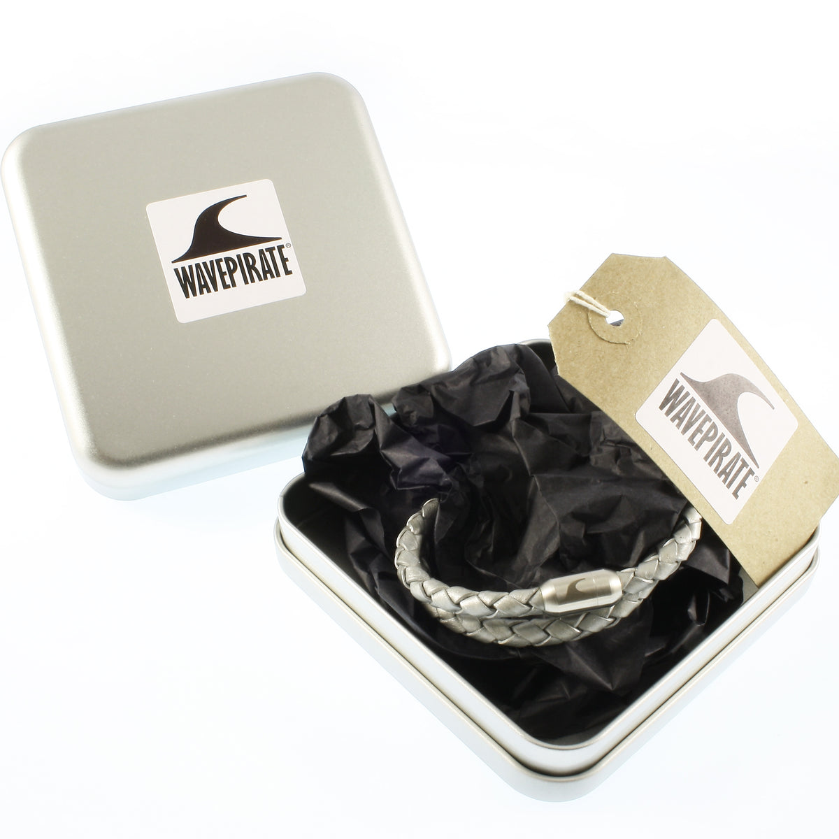 Leder-Armband-Herren-damen-hawaii-silber-geflochten-Edelstahlverschluss-geschenkverpackung-wavepirate-shop-f