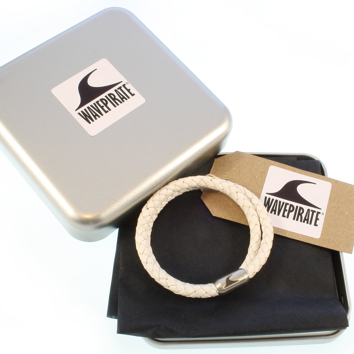 Leder-Armband-Herren-damen-hawaii-weiss-silber-geflochten-Edelstahlverschluss-geschenkverpackung-wavepirate-shop-f